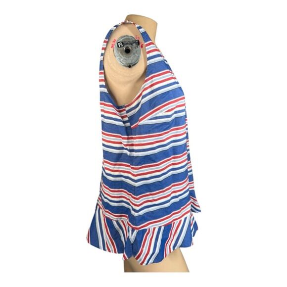 Tommy Hilfiger Women’s Red White Blue Striped Sleeveless Peplum Top Size Large - Picture 6 of 7